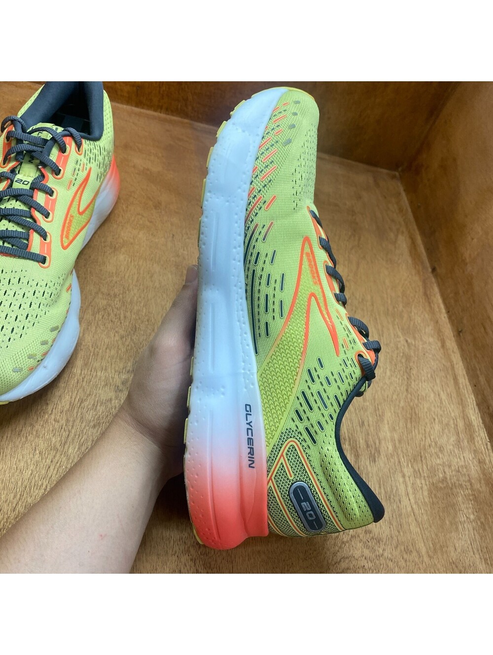 Brooks Glycerin 20 Running Shoes Mens Size 12 D Lime Orange Sneakers 1103821D725 - Picture 10 of 15